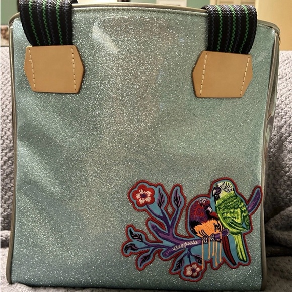 LIKE NEW Consuela Adrian Tote Bag Purse Embroidered Bird Tiger Print - Picture 3 of 7